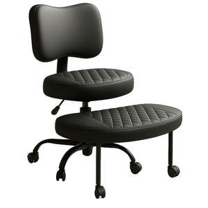 인체공학적 등 지지대 쿠션 시트와 다리 받침대가 있는 크로스 레그 오피스 의자 명상 ADHD 요가 무릎 꿇기 높이 조절 가능 360 회전