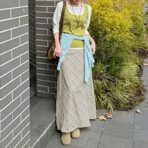 [제작/빅사이즈]이블렛 소르딘 쉬폰 체크 맥시 스커트 제이스타일