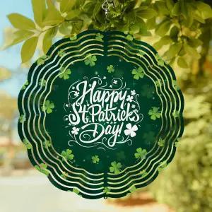 가든 야드 3D 스테인리스 스틸 걸이용 바람 스피너 잔디 파티오 홈을 위한 그린 럭키 클로버 잎 야외 금속