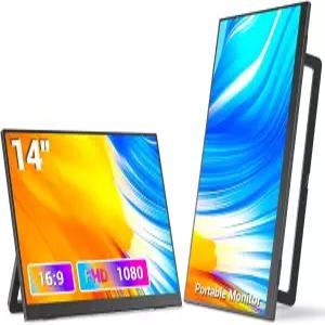 킥스탠드 및 스피커가 장착된 노트북 PC 휴대폰 Mac용 Veout 휴대용 모니터 14인치 초슬림 IPS FHD USB C