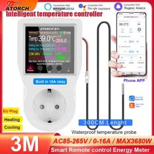 온습도시계 16A AC220V Tuya WIFI 디지털 온도 기 소켓 인큐베이터 타이머 스위치 쿨링 가열 3M NTC 센서