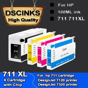 hp 호환 711 리필 잉크 카트리지, 칩 포함 hp 호환 DesignJet T120 T520 프린터용, 711 711XL