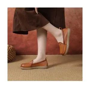 여자 편한 중년맘 봄가을 로퍼 슈즈 통굽 미끄럼방지 가죽 빅사이즈 러블리 단화 신발 다올1