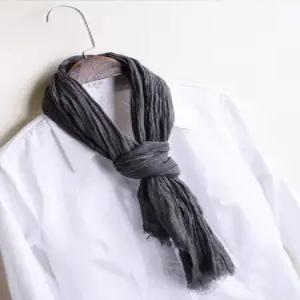 간절기 머플러 얇은 면 주름 린넨 스카프 남성 목도리