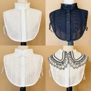 레이스 넥케이프 스탠딩카라 셔츠카라 라운드카라 면