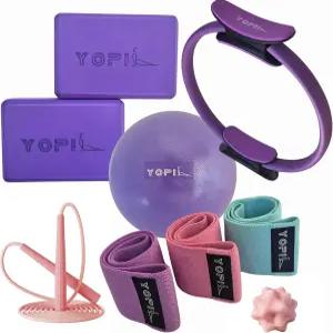 여성용 요가 필라테스 키트 - 블록 링 저항 밴드 볼 등이 포함된 9-in-1 홈 스튜디오 피트니스 세트 및