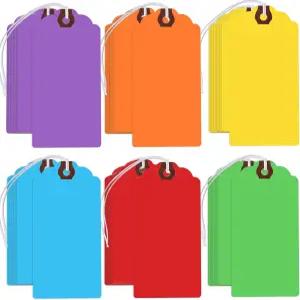 끈이 달린 300개의 컬러 행태그 대형 배송 태그 종이 탄력 로프가 글로 쓸 수 있는 선물 모든 경우 빈칸
