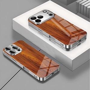 솔리드 우드 질감 패턴 전기도금 실버 폰 케이스 삼성 갤럭시 S26 S25 S24 S23 울트라 플러스 FE 강화유리