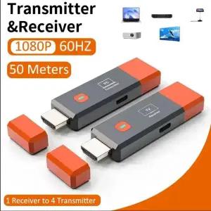 무선미러링 50M 무선 HDMI 비디오 송신기 수신기 기 키트 PC 카메라 노트북 TV 스틱 동글 어댑터-프로젝터