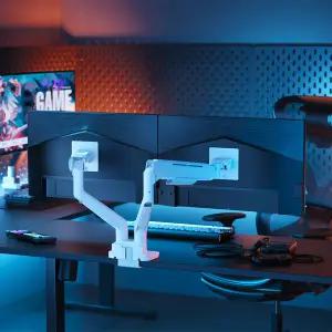 엔산마운트 NH-25 고중량 가스 스프링 듀얼 모니터암 모니터거치대 화이트 블랙