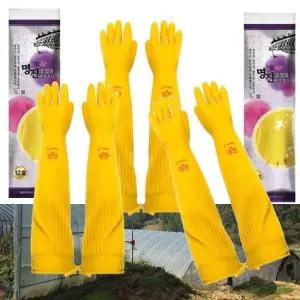 작업용고무장갑 미나리 라텍스 해루질 공업용 고무장갑 노랑 12호10개