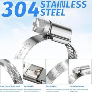 304 스테인리스 스틸 호스 클램프, 조정 가능한 독일 웜 기어, 미니 금속 파이프 연료 라인 헤비 듀티 튜