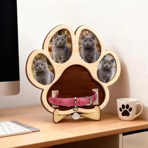 고양이 발 모양 애완동물 기념 사진 앨범 탈부착 가능한 원목 프레임 장식 수제 액자