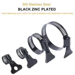 1-5pcs 조정 가능한 키 클램프 호스 클립 6-235mm 수도꼭지 물 파이프 자동차 용 검정색 스테인레스 스틸
