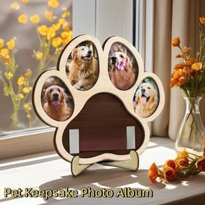 고양이 발 모양 애완동물 기념 사진 앨범 탈부착 가능한 원목 프레임 수제 장식 액자