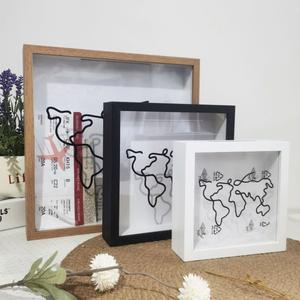 상단 슬롯이 있는 섀도우 박스 액자 - 티켓/기념품 표시, 여행 기념품 및 컬렉션용 사진 프레임