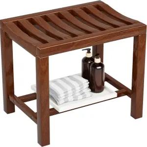 아즐라푸 고무 목재 샤워 벤치 성인 및 노인용 미끄럼 방지 나무 의자 내부 또는 욕조용 튼튼한 욕실 시트