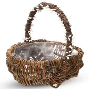 레몬로드 1개 플라워 걸 바구니 빈티지 베리 바인 랩핑 작은 위커 발렌타인 데이 결혼식 꽃 장식 캔디 가든