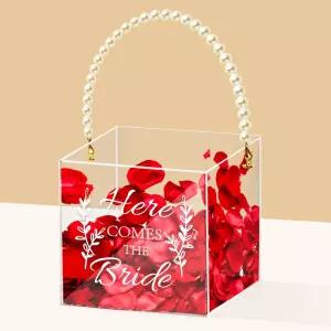 파데코르 클리어 플라워 걸 바구니 위한 진주 손잡이 웨딩 포함 - 신부가 온다