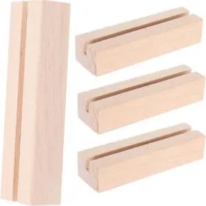 AUTSUPL 4pcs 소박한 나무 카드 홀더 다용도 책상 캘린더 사진을 위한 우아한 베이스 슬롯 디자인 지원