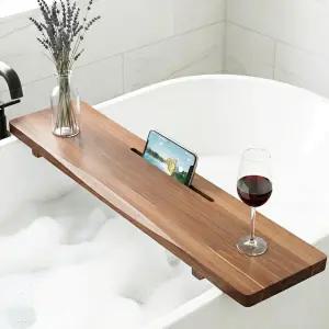 아카시아 1.2인치 T 우드 욕조 트레이 캐디 35인치 조절식 고급 스파 욕실 정리대 여성용 액세서리 집들이
