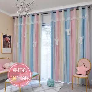 커튼 커튼방 커튼봉 로만 세트방용 드릴 작업 필요 없음 여자아이 방 암막 2025년 신형 스타일