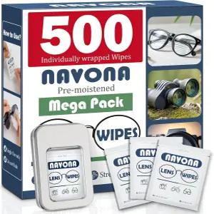 안경용 500개 렌즈 물티슈 - 미리 촉촉하게 포장된 개별 청소 스크래치 없는 선글라스 및 카메라 벌크 팩
