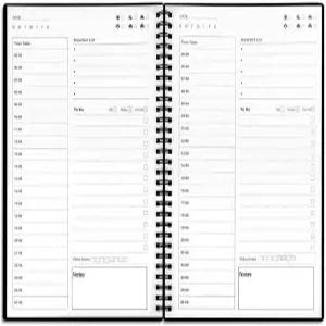 UtyTree 노트북 일일 플래너 날짜 미정 빈 시간 예약 7.6 x10.2 빅타임 관리 매뉴얼 및 96페이지 블랙