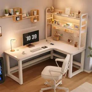 코너형 책상 기역자 책장 1호 컴퓨터 L형 학생 모던 화이트