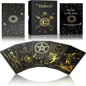 초보자 및 전문가를 위한 가이드북 세트 선물 상자가 포함된 WJPC 골드 포일 타로 카드 오리지널 디자인 덱