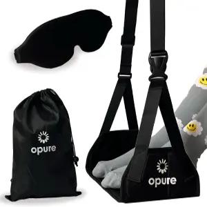 비행기 여행을 위한 발 해먹 수면 안대 세트로 조절 가능한 받침대 최고의 기기 편안한 다리 지지를 위해