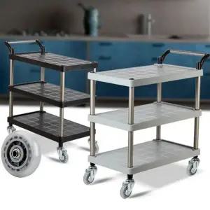 3단 수납 서빙 플라스틱 카트 업소용 무소음 주방 이동식