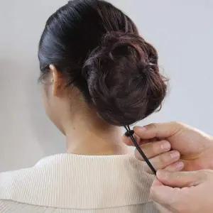 [골드스마일]bns 로우번 올림머리 똥머리 가발 자연갈색