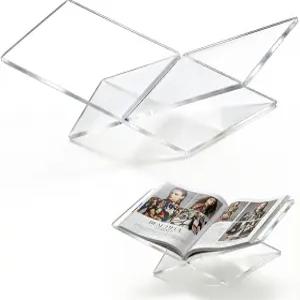 아크릴 데스크톱 책꽂이 요리책 잡지 및 미술책용 투명 디스플레이 책상 커피 테이블용 슬림 독서대