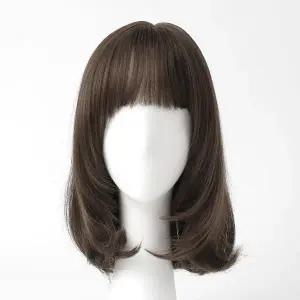 [오너클랜]TBZ 중단발 C컬펌 매트브라운 통가발 여성가발 여자가발