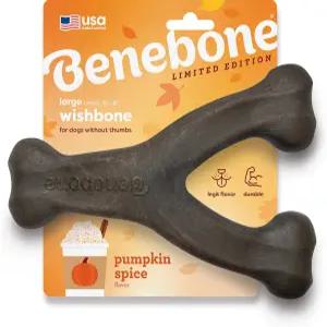 베네본 호박 스파이스 위시본 - 한정판 맛 공격적인 츄어를 위한 내구성 있는 개 씹기 장난감 미국산 라지