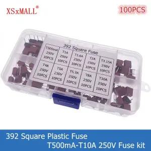 유리관퓨즈 휴즈 100개 392 사각형 퓨즈 구색 키트 T500mA-T10A 250V 10 값x10개 LCD TV 보드 상자