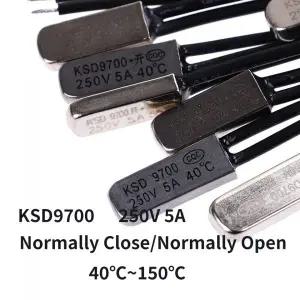 유리관퓨즈 휴즈 열 보호 퓨즈 KSD9700 온도기 250V 5A 정상 개방 35C 55C 60C 75C 80C 85C 90C 95C 100C 1