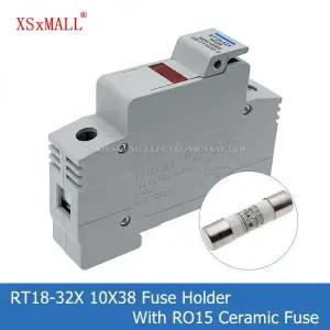 유리관퓨즈 휴즈 1세트 RT18-32X AC 500V~690V 32A 1 극 10x38MM DIN 레일 퓨즈 홀더베이스 LCD LED 조명 R