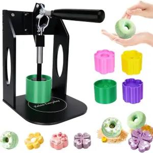 배스밤 프레스 기계 업그레이드 버전 4PCS 몰드 올 알루미늄 비누 제작 키트 블랙 포함