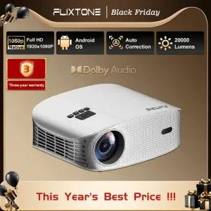 빔프로젝터 플릭스톤 D8W 빔 프로젝터 4K 비디오 휴대용 미니 자동 초점 스마트 홈 풀 HD 1080P 홈시어터
