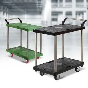 [오너클랜]플라스틱 대차 2단 소 주방웨건 다용도트롤리 서빙카 이동식트레이