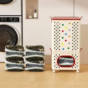 대용량 이동식 수납 바구니 손잡이 접이식 옷통 빨랙통 소품 정리함