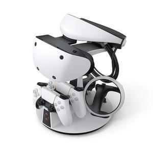 VR 디스플레이 스탠드와 LED 충전 표시등이 있는 D2 PS5용 KIWI IN 디자인 컨트롤러 PSVR2 충전소