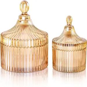 욕실 세트 장식용 뚜껑 유리 Q 팁 홀더가 있는 R 플로리 2팩 큐팁 약병 면봉 공 패드 치실 픽용 크리스탈