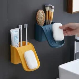 비누 거치대 칫솔 꽂이 욕실 정리 선반 듀얼형