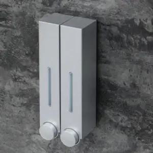 디스펜서 2구 벽걸이형 바디워시 샴푸통 실버