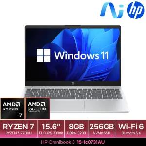 HP 옴니북 3 15-fc0731AU WIN11 (SSD 256GB) 15.6인치 FHD 최신 AI 노트북R7 7730U 사무용 업무용 노트북