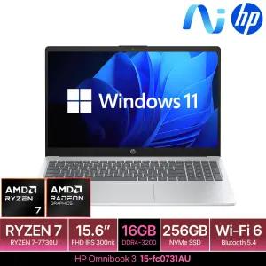 HP 옴니북 3 15-fc0731AU WIN11 16GB램 (SSD 256GB) 15.6인치 FHD 최신 AI 노트북R7 7730U 사무용 노트북