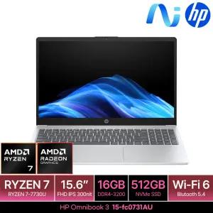 HP 옴니북 3 15-fc0731AU 16GB램 (SSD 512GB) 15.6인치 FHD 최신 AI 노트북R7 7730U 사무용 업무용 노트북